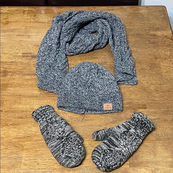 Accessories - Gray Knit Scarf, Hat, and Mittens Set